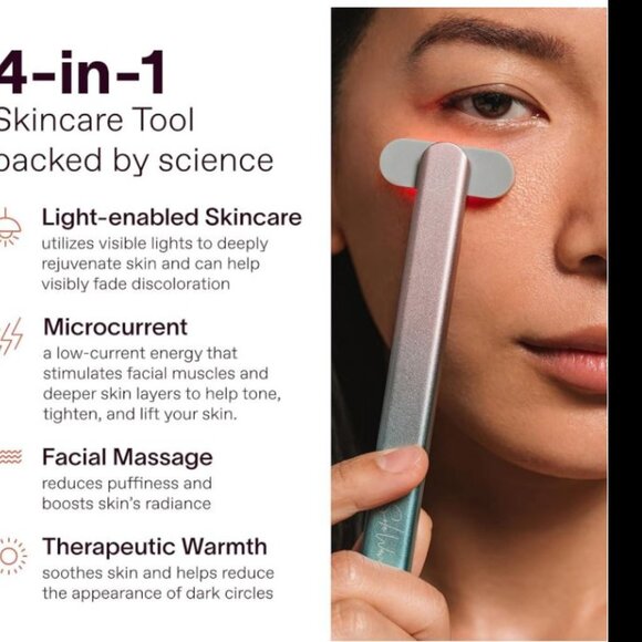 4-in-1 Radiant Renewal Red and Blue Light Skincare Wand Therapy (Rose Gold) New - Picture 9 of 14